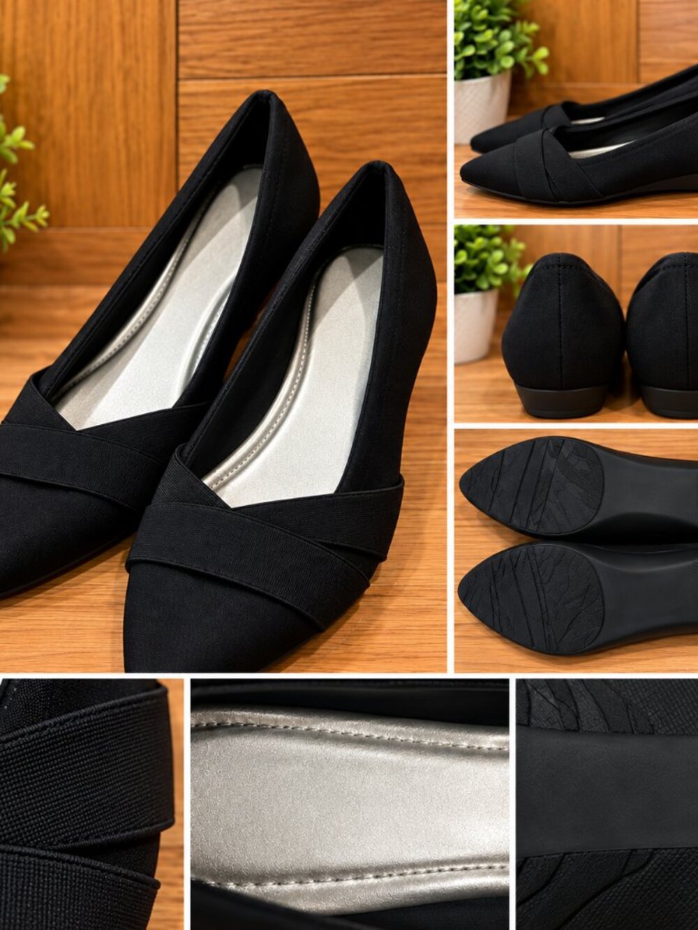 Anne Klein AK Sport Black Pointed Toe Flats Women’s 10W Wide NWOT